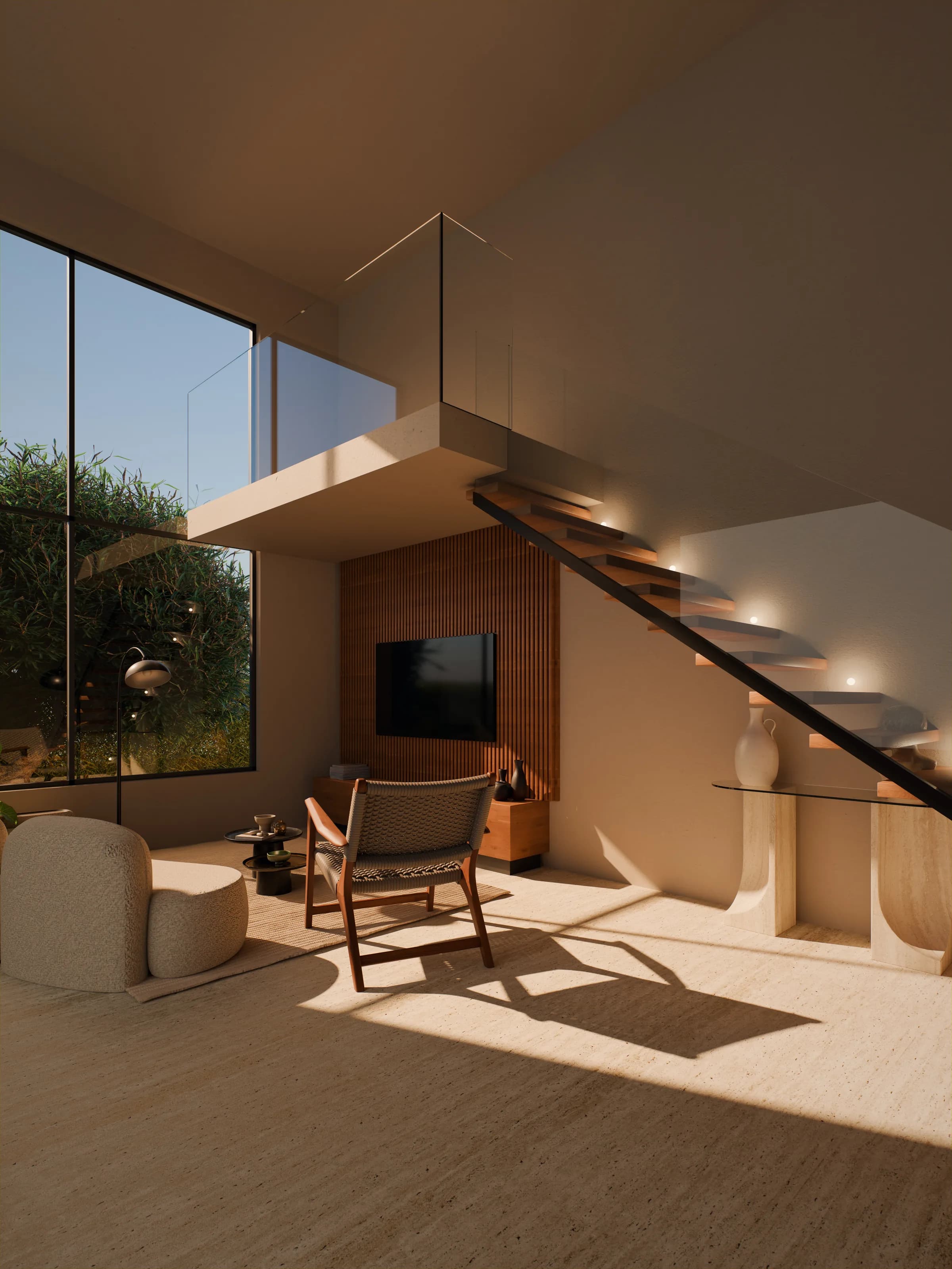 Stair and living